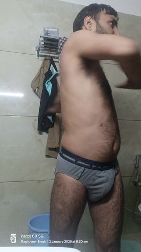 Indian Rajasthani desi man enjoy shower and masterbation show with neighbour police officer uncle daddy pakistani daddy teacher