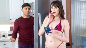 Teen stepsister slut Lana Smalls steals stepbro his phone