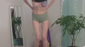 Topless Home Workout with Redhead MILF