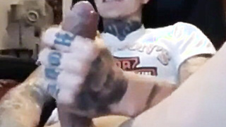 Latin Twink With Biggest Tattooed Cock Masturbates