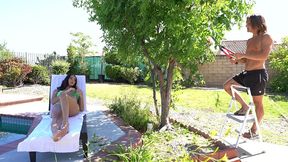 bikini babe aria sloane sucks off the gardener before enjoying steamy fuck fest gp3340