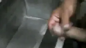 Latino trucker filmed changing oil in bathroom