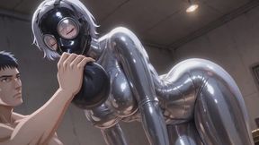 Intense Silver Latex Breath Control Session - Mirror Shiny Latex Catsuit & Rebreather Bag Training