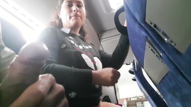 Busty milf deepthroats a stranger on the bus