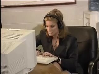 Hawt Golden-haired Secretary Floozy in Blue Underware Likes to Get Banged in the Office