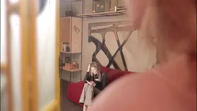 Cute blonde teen gets a double dose of dick in depraved FFM threesome