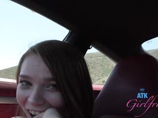 Sinless amateur hotty giving head in car POV (Mazy Myers)