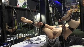 stretching cbt with rope bondage and waights