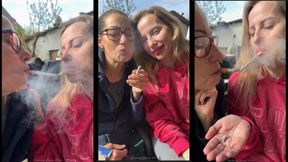 Chain smoking step-sisters smoking their first cigs in the morning