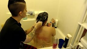 CFNF 1 Scrubbing & Lathering MILF in Bathtub