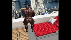 rich white wife gets a workout from muscular black personal trainer on her yacht