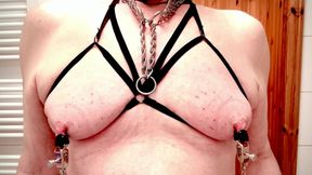 Hard treatment of my men's tits and especially my nipples to the pain threshold