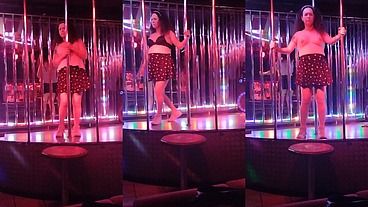 Tgirl pornstar Nikki Montero at the nightclub topless for str8 customers