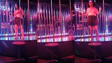 Tgirl pornstar Nikki Montero at the nightclub topless for str8 customers