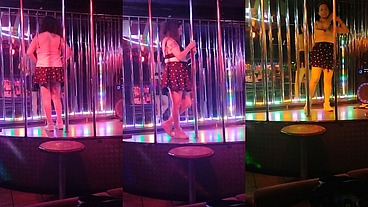 Tgirl pornstar Nikki Montero at the nightclub topless for str8 customers