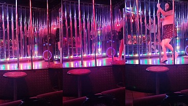 Tgirl pornstar Nikki Montero at the nightclub topless for str8 customers