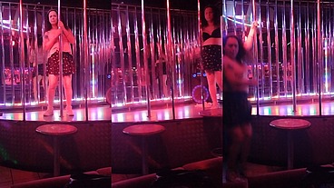 Tgirl pornstar Nikki Montero at the nightclub topless for str8 customers