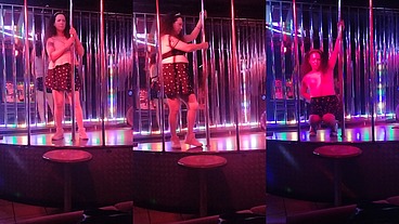 Tgirl pornstar Nikki Montero at the nightclub topless for str8 customers