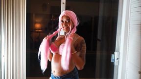 Cosplay Pink Wig Dildo Ride