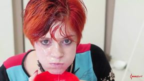 Submissive swallows wam load