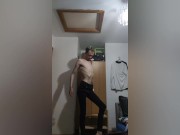 Very skinny british teen shows off his incredible skinny body while inhaling air and changing panths