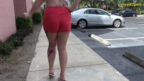 two desperate to pee girls both wet their pants outside in shame