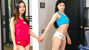 Sweet 18yo girlfriend heats up with shaved pussy