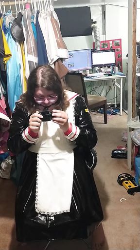 PVC Sakura Cosplay Sissy Maid Gag fun