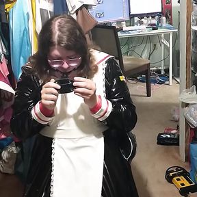 PVC Sakura Cosplay Sissy Maid Gag fun