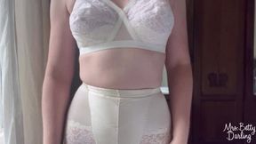 Housewife Teases in Vintage White Lingerie