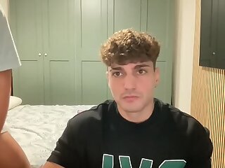 young couple suck dick, balls jerk off, feet on cam