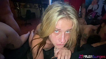 3 Girls Versus 3 Big Cocks Six Person Orgy