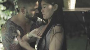 ”Asian Girl Katana Sucks Off Hung Inked Stud Before Outdoor Fucking”