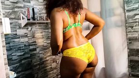 Green and Yellow Bra Panty Try on Haul Sponcer Gay Big Dick Suck Hard Fuck