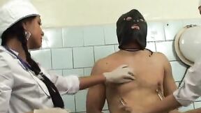 Patient gets cropped stomped nipples & cock tortured by two nurses