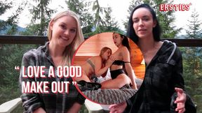 Two femme fatales get freaky and sloppy at secluded cabin lesbo love-in'