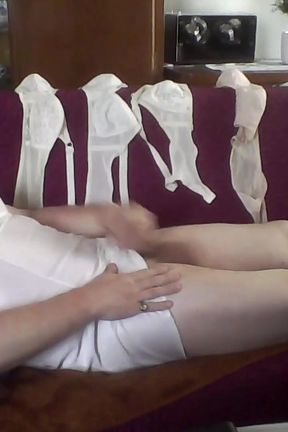 Andi Geil as a crossdresser while jerking off