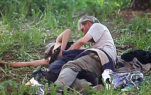 Hobo couple caught fucking