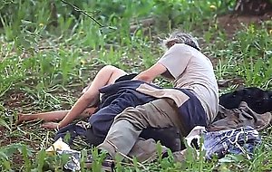 Hobo couple caught fucking