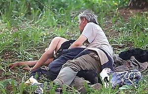 Hobo couple caught fucking