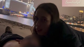 London bridge Public blowjob and balls sucking by night
