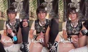 18 year old Asian trans girl Kiyana gushes cum after big dick tease