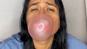 chewing a lot of chewing gum