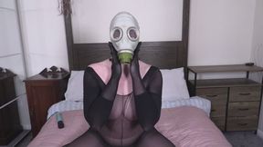 Gas mask and nylon vibrator play