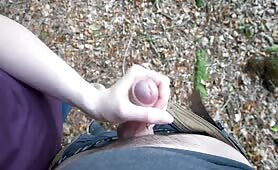 Hot MILF Milks Cock in the Forest While Hiking Outdoors