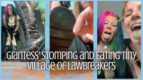 Giantess' Stomping and Eating Tiny Village of Lawbreakers - Dessa Cado - Vore - Punishment - Platform Gothic Boots - Glitter - Poprocks