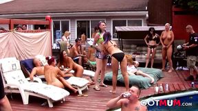 Busty Milf in a lesbian orgy party
