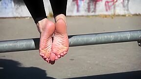 Female Feet Soles Captured Outside