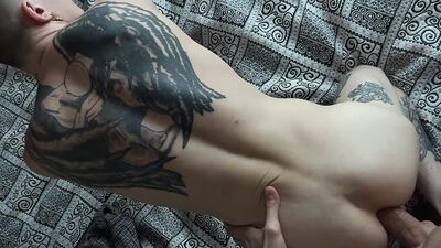 The stepfather caught his stepson jerking off and got excited because he had to fuck the guy’s ass -