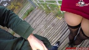 Quickie with a slim nylon slut on a sex date